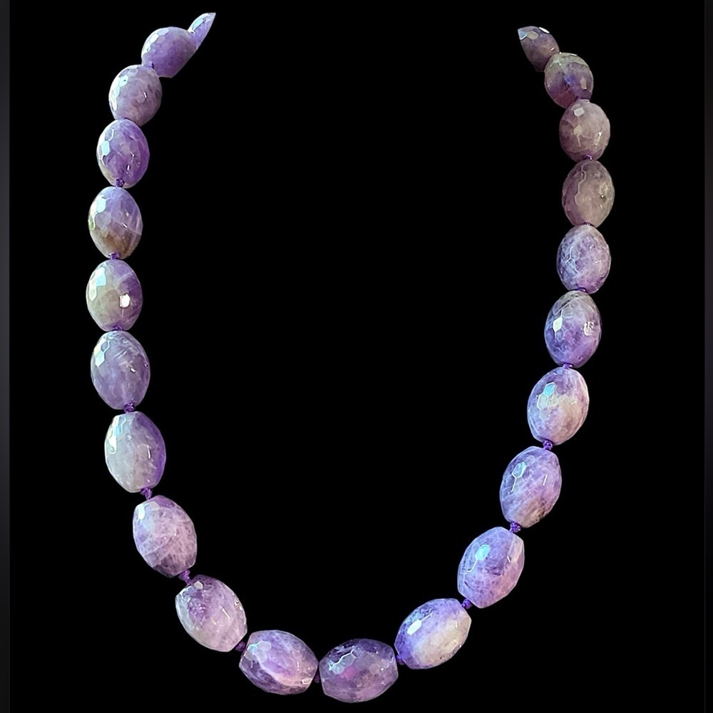 Vintage Faceted Amethyst Beaded Gemstone Necklace